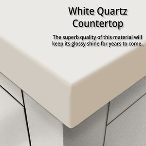 English Elm White Single Bath Vanity 36" W X 22" D With Elegant Quartz Top & Polished Chrome Faucet Set Ready To Install B2731P257983-GIGA