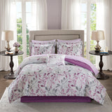 Madison Park Essentials Lafael Transitional 7 Piece Comforter Set with Cotton Bed Sheets MPE10-376 Purple