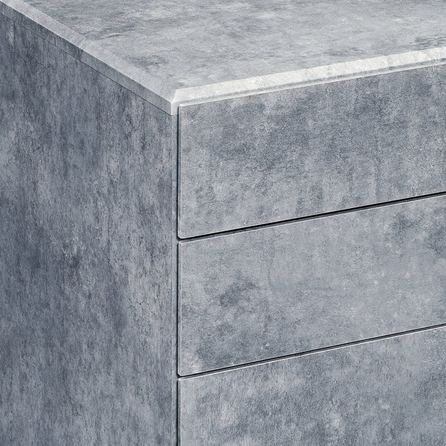 English Elm Silver Faux Concrete 3-Drawer File Cabinet on Casters — Mobile, Manual-Close Storage for Office & Home B062P184519