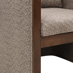 English Elm 25.25" Boucle Upholstered Accent Dining Chairs Mid-century Rubberwood Frame Set of 2 Taupe,Walnut N771P392217S