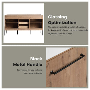 English Elm 60" Freestanding Bathroom Vanity with Soft-close Doors and Three Drawer Storage W999P405133