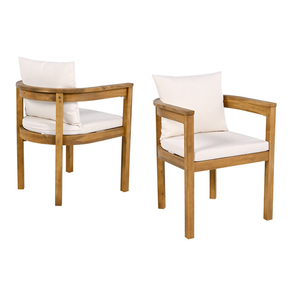 English Elm Christopher Knight Home® - Abaco Outdoor Acacia Wood Dining Chair Set of 2 with Beige Teak Cushions, Durable Weather-Resistant Comfort N775P235147T