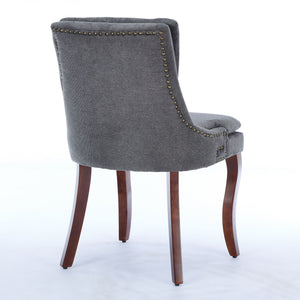 English Elm Modern Dining Chairs Set of 2 with Double-Layer Cushioned Spring+Sponge Comfort, Curved Solid Wood Legs, Mid Back Elegance for Living & Dining Room Gray W1143P207920