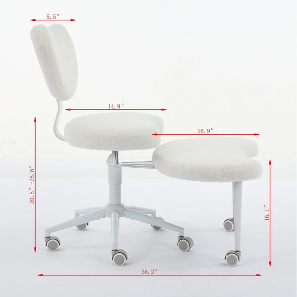 English Elm Artificial Rabbit Hair Cross Legged Desk Chair with Lumbar Support and Swivel Footrest Violet W1143P403572