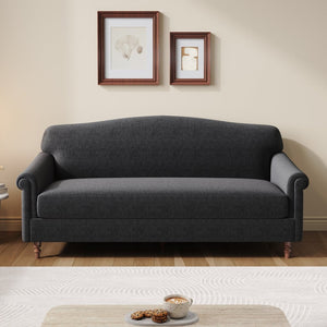English Elm Modern Chenille Loveseat with Rolled Arms Pocket Spring Cushions and Rubberwood Legs Grey N763P362173E