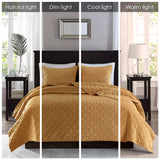 Madison Park Harper Glam/Luxury 3 Piece Velvet Quilt Set MP13-8010 Mustard