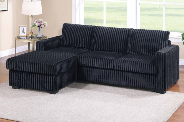 English Elm Modern Corduroy Upholstered L-shape Sectional Sofa with Plush Cushions for Living Room Black B011P430088