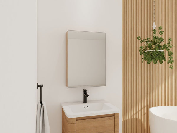 English Elm 20'' Wall Mounted Bathroom Medicine Cabinet with Mirror Adjustable Shelves Plywood W999P470282