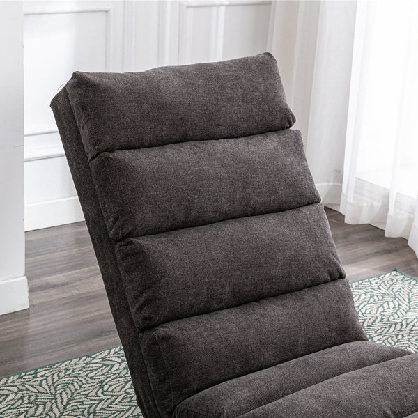 English Elm Linen Ergonomic Massage Chaise Lounge with Remote Control, 140° Recline, Foam Cushion Comfort and Sturdy Frame Dark Gray W39539626