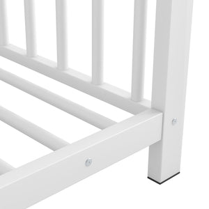 English Elm Twin Metal House Platform Bed with Slat Kit for Kids Sleepovers Sturdy Frame Elegant Silhouette 63.8"H White MF322835AAK