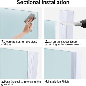 English Elm Bottom Shower Door Seal Strip Clear Vinyl Waterproof Flexible Trim Fit Bathroom Floor W1920P369554