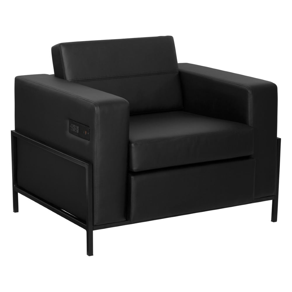 OSP Home Furnishings Arctic Club Chair Faux Leather with Usb Charging for Executive Office or Hotel Lounge Use ARCT51-U65