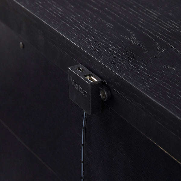 English Elm 3 Solid Wood Nightstand with USB Charging Port and Three Storage Drawers, Custom Hardware Appeal Black 31.5 L x 20.5 W x 25.75 H B2699P237490