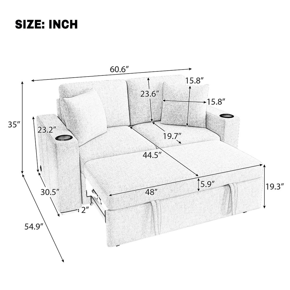English Elm 101.2" Modular Chenille Sectional Sofa with Tufted Cushions and Deep Seating for Living Room Beige N719S001935A