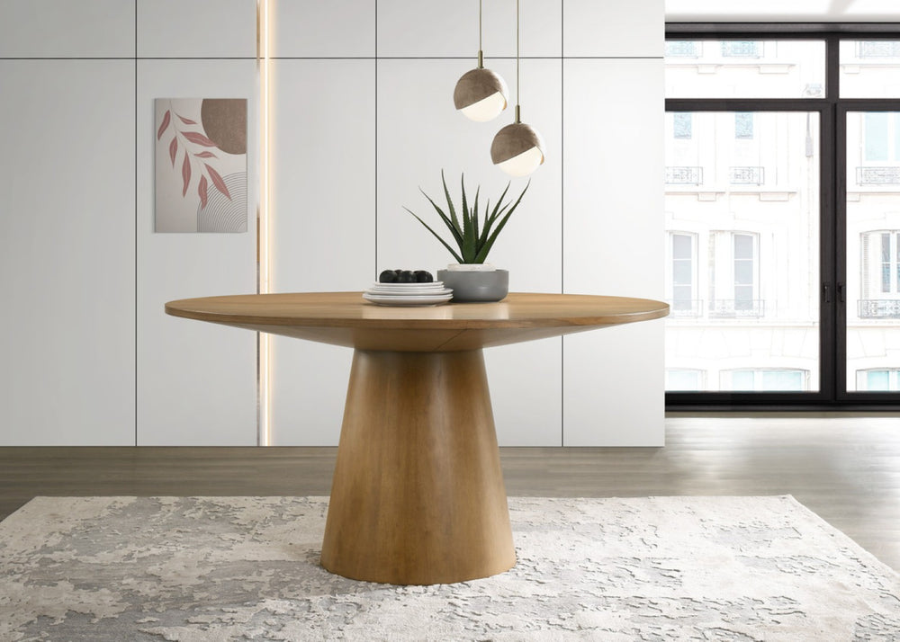 English Elm Jacopo Round Pedestal Dining Table Seats Six with Organic Driftwood Wood Grain B2749S00213