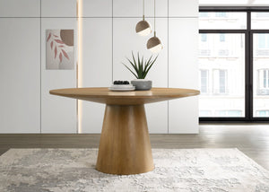 English Elm Jacopo Round Pedestal Dining Table Seats Six with Organic Driftwood Wood Grain B2749S00213