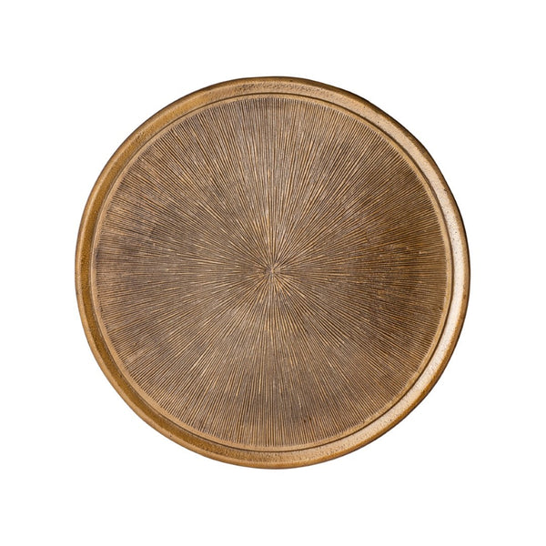 Pasargad Delos Antique Brass Finish Round Side Table - Handcrafted Iron Accent For Elegant Decor Brass Metal Prr-006