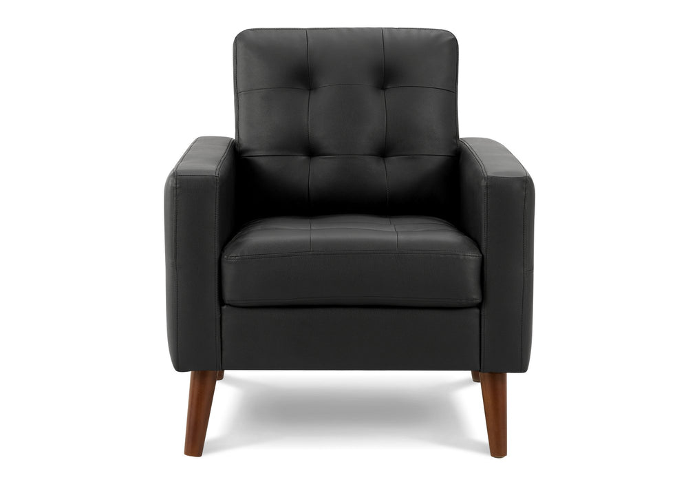 Monarch Specialties Chair, Mid Century Modern Accent with Leather Look Upholstery and Walnut Legs for Living Room 8J11A95