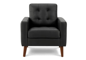 Monarch Specialties Chair, Mid Century Modern Accent with Leather Look Upholstery and Walnut Legs for Living Room 8J11A95