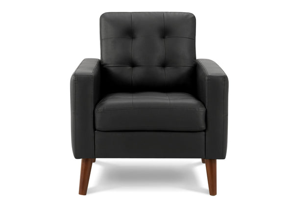 Monarch Specialties Chair, Mid Century Modern Accent with Leather Look Upholstery and Walnut Legs for Living Room 8J11A95