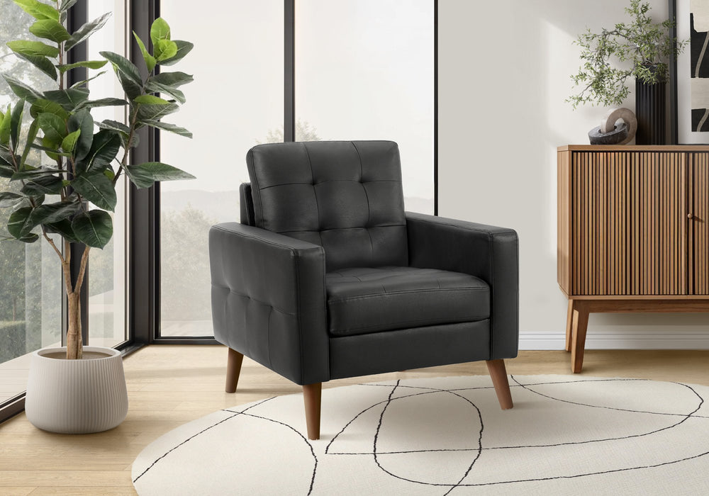Monarch Specialties Chair, Mid Century Modern Accent with Leather Look Upholstery and Walnut Legs for Living Room 8J11A95