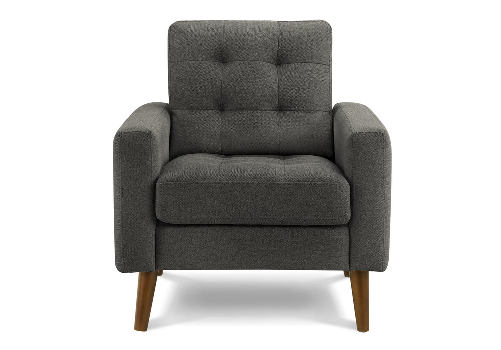 Monarch Specialties Chair, Upholstered in Dark Grey Fabric with Walnut Legs for Mid-century Living Rooms 8J11L17