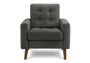 Monarch Specialties Chair, Upholstered in Dark Grey Fabric with Walnut Legs for Mid-century Living Rooms 8J11L17