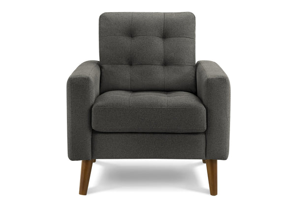 Monarch Specialties Chair, Upholstered in Dark Grey Fabric with Walnut Legs for Mid-century Living Rooms 8J11L17