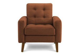 Monarch Specialties Chair, Mid-century Accent with Rust Fabric Upholstery and Solid Walnut Legs for Living Rooms 8J11L44