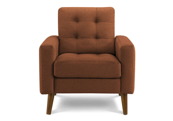 Monarch Specialties Chair, Mid-century Accent with Rust Fabric Upholstery and Solid Walnut Legs for Living Rooms 8J11L44