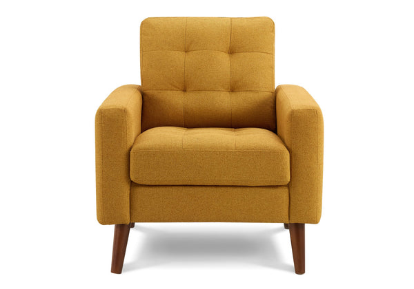 Monarch Specialties Chair, Upholstered Mid-century Accent with Walnut Legs and Pocket Coil Orange Fabric Seat 8J11L68