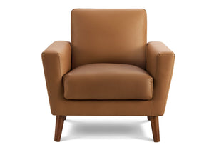 Monarch Specialties Chair, Cognac Faux Leather Accent Seat with Tapered Walnut Legs for Living Room 8J21710