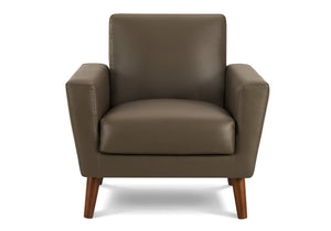 Monarch Specialties Chair, Upholstered Mid Century Modern Leather Look Walnut Legs Living Room Accent 8J21A08