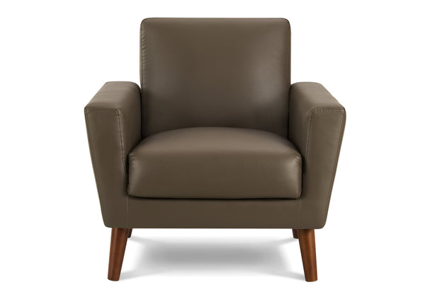 Monarch Specialties Chair, Upholstered Mid Century Modern Leather Look Walnut Legs Living Room Accent 8J21A08