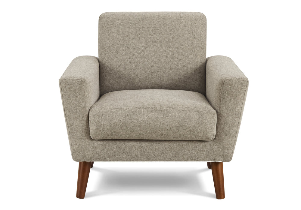 Monarch Specialties Chair, Upholstered in Light Brown Fabric with Walnut Legs Mid-century Living Room 8J21L31