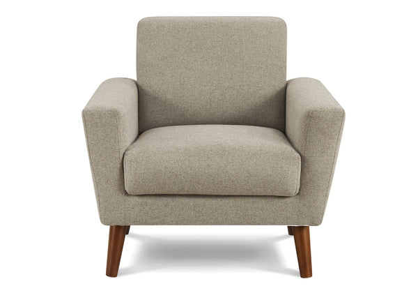 Monarch Specialties Chair, Upholstered in Light Brown Fabric with Walnut Legs Mid-century Living Room 8J21L31