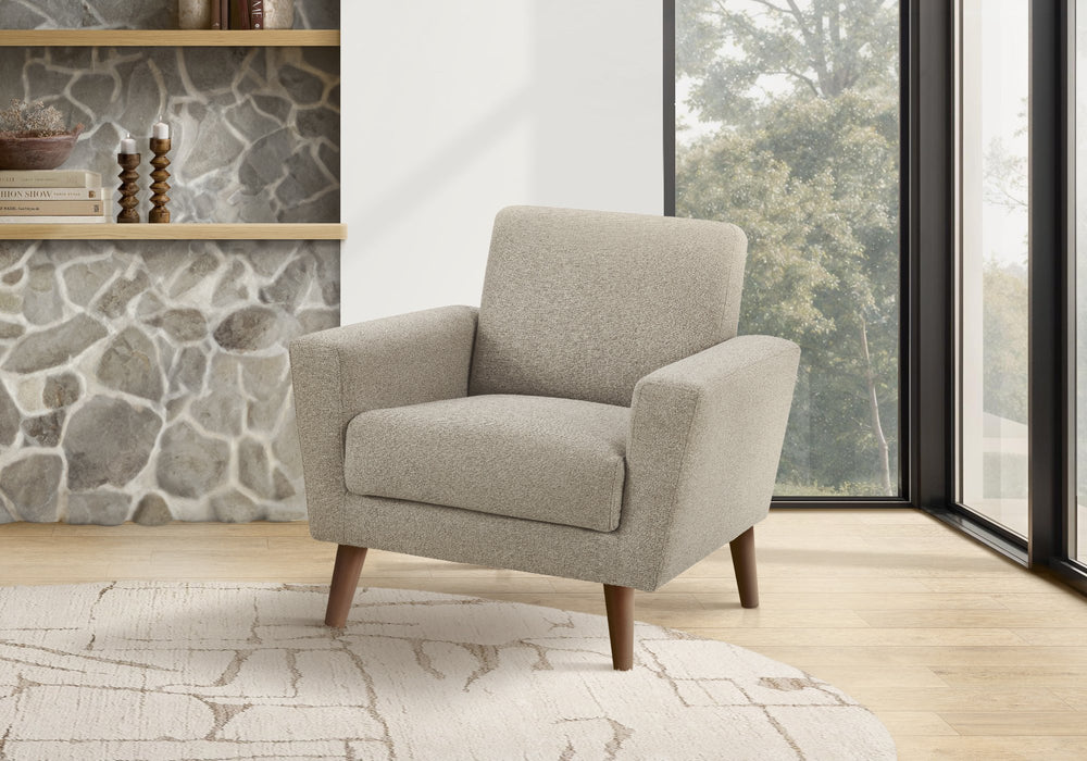Monarch Specialties Chair, Upholstered in Light Brown Fabric with Walnut Legs Mid-century Living Room 8J21L31