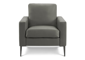 Monarch Specialties Chair, Upholstered Square Arm Accent Seat in Faux Leather with Black Metal Legs 8J31A02