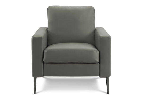 Monarch Specialties Chair, Upholstered Square Arm Accent Seat in Faux Leather with Black Metal Legs 8J31A02