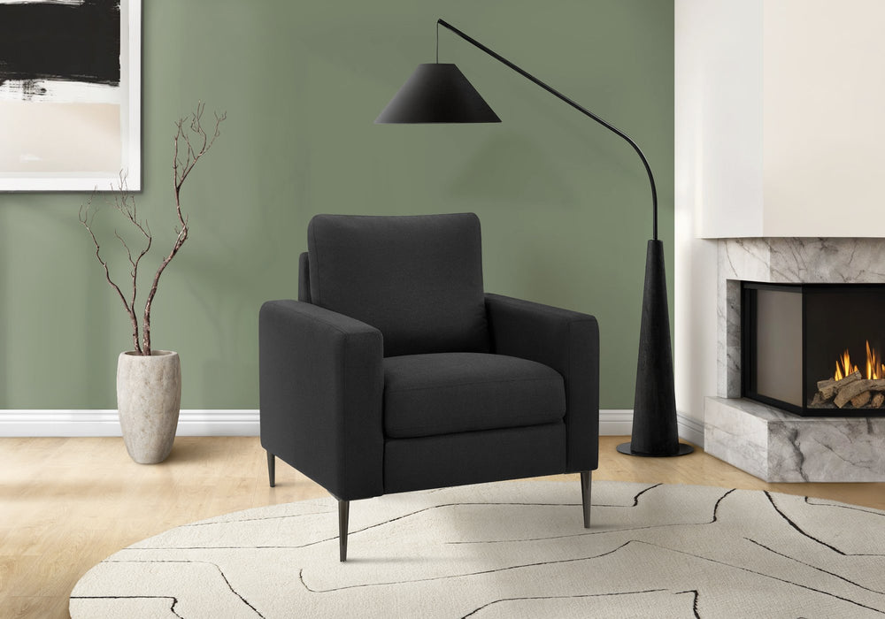 Monarch Specialties Chair, Upholstered Square Arm Accent Seat with Pocket Coil Cushions and Sleek Metal Base 8J31L19