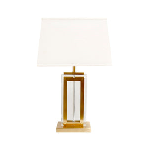 Pasargad Astoria Glass & Steel Table Lamp - Elegant H26" Marble Base With Gold Accents For All Décor Clear Glass & Steel Pmt-30147