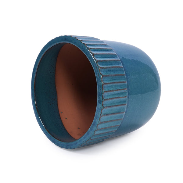 English Elm 3 Pieces Ceramic Flowerpot Set – Handcrafted Antique Blue Planters For Garden, Patio & Home Décor W3273P321474