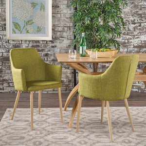 English Elm Christopher Knight Home® - DINING Chair with Contoured Fabric Seat and Iron Frame in Wood-Look Finish for Durable Comfort and Style Green 60788.00GRN