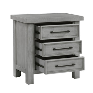 English Elm Transitional Mango Wood Nightstand with Three Dovetail Drawers Antique Gray Bedroom B011P452466