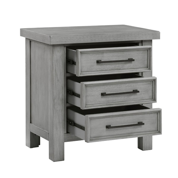 English Elm Transitional Mango Wood Nightstand with Three Dovetail Drawers Antique Gray Bedroom B011P452466