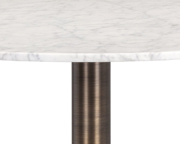 Sunpan Enco Counter Table - Art Deco Marble Top with Antique Gold Base, Perfect for Bars and Lounges Round - 35W x 35D x 37.5H