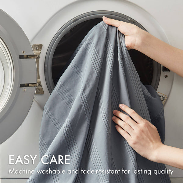 JLA Home Super Listing - Woven Logan duvet set with subtle woven stripe, brushed microfiber reverse, Oeko‑Tex certified comfort Blue/Grey AM12-0573