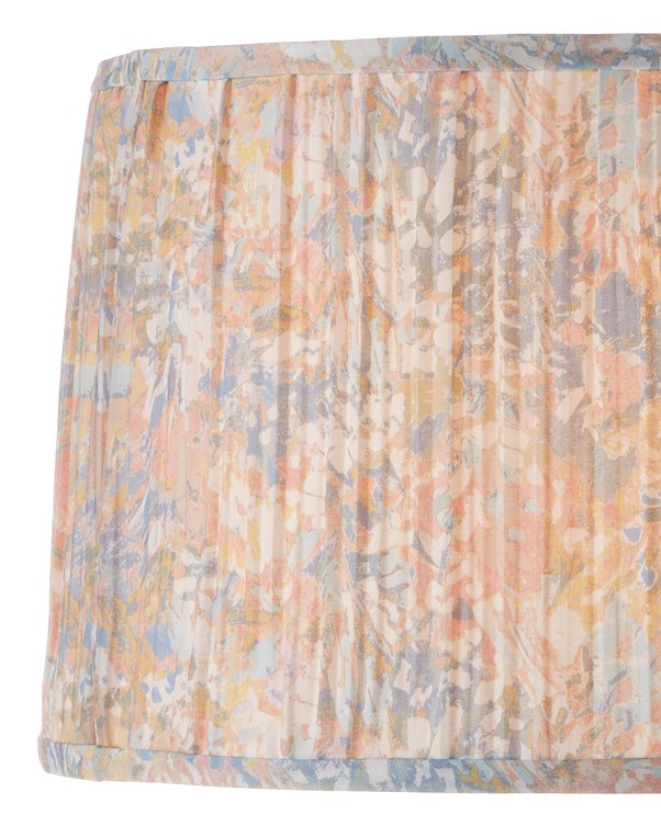 Currey & Company Wildflower Pleated Lamp Shade With Vibrant Magenta And Yellow Floral Design For Elegant Décor Blue Cotton 0900-6004-currey-company