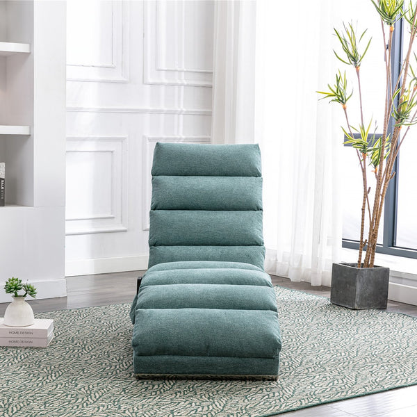 English Elm Linen Ergonomic Massage Chaise Lounge with Remote Control, 140° Recline, Foam Cushion Comfort and Sturdy Frame Teal W39539623