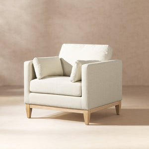 English Elm Jennifer Taylor Home - Knox 36" Modern Farmhouse Arm Chair with Feather-Down Foam, Removable Covers, Flax White Linen B2719P353144